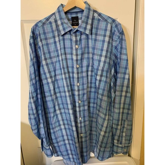 Tailorbyrd Men’s Sz XXL Contrast Striped Blue‎ Cotton Button Down shirt - Picture 7 of 8